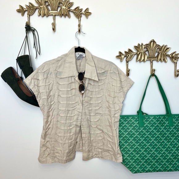 100% linen waffle style short sleeve M - Picture 2 of 5